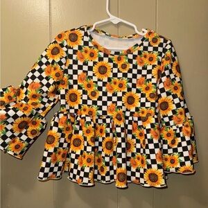 Sunflower Checkered Kids Top